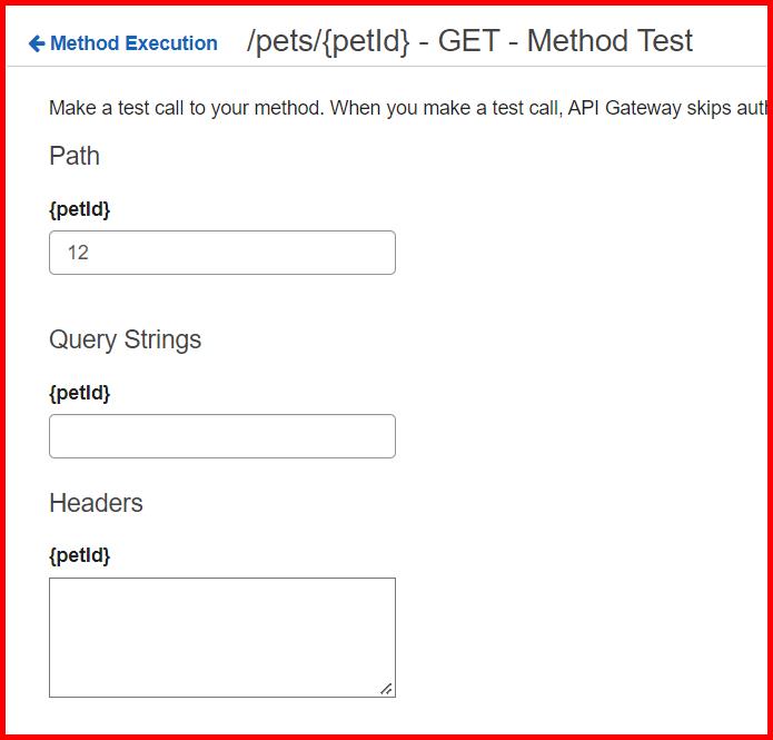 Picture showing the screen to test the API